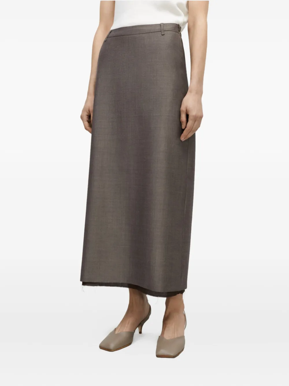 Cordera Frayed Maxi Skirt In Brown