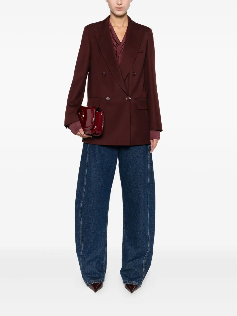 Max Mara Double-breasted Blazer In Red