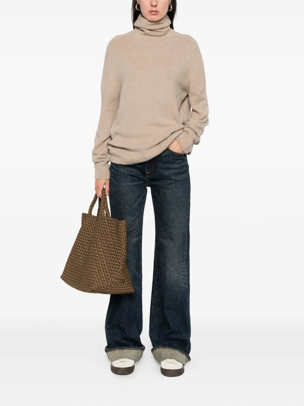 Original Vintage Style Turtleneck Sweater In Pink