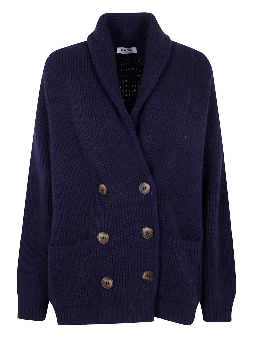 Base Button Shawl-collar Cardigan In Blue
