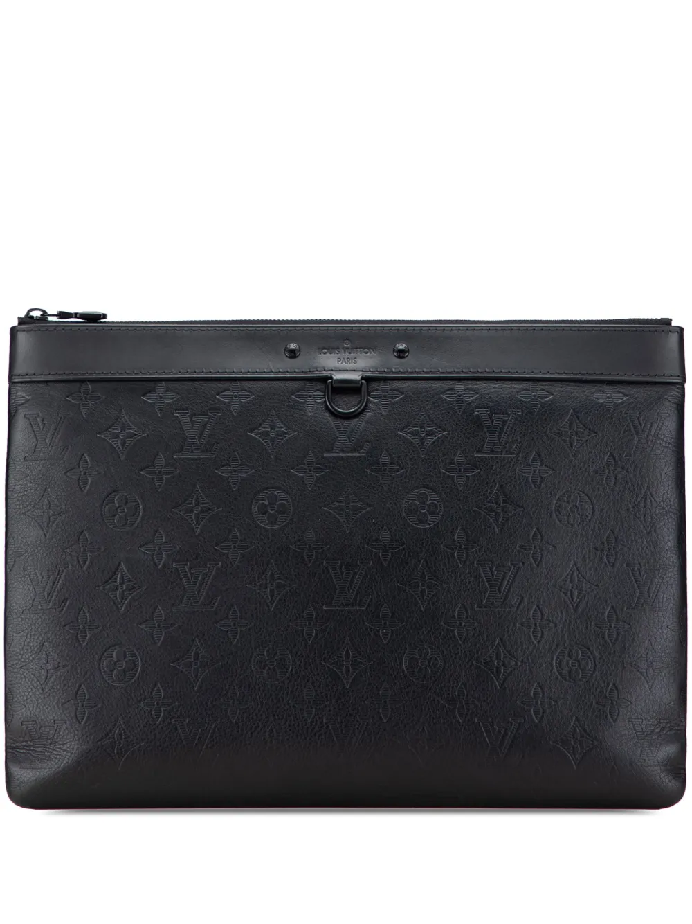 Pre-owned Louis Vuitton 2019 Monogram Shadow Discovery Pochette Clutch Bag In Black