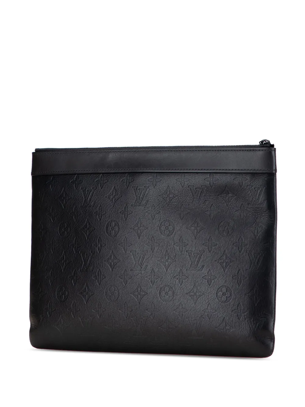 Pre-owned Louis Vuitton 2019 Monogram Shadow Discovery Pochette Clutch Bag In Black