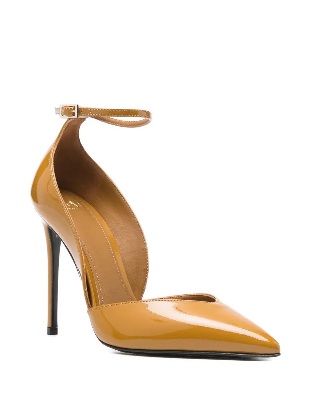 Alevì 110mm Ankle Strap Heeled Pump In Brown