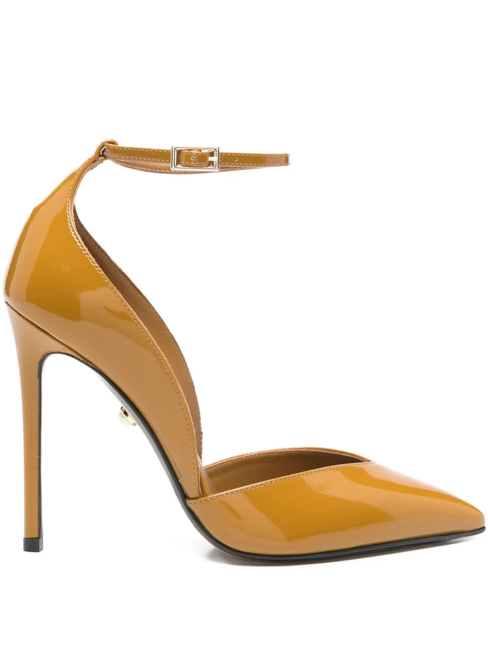 Alevì 110mm Ankle Strap Heeled Pump In Brown