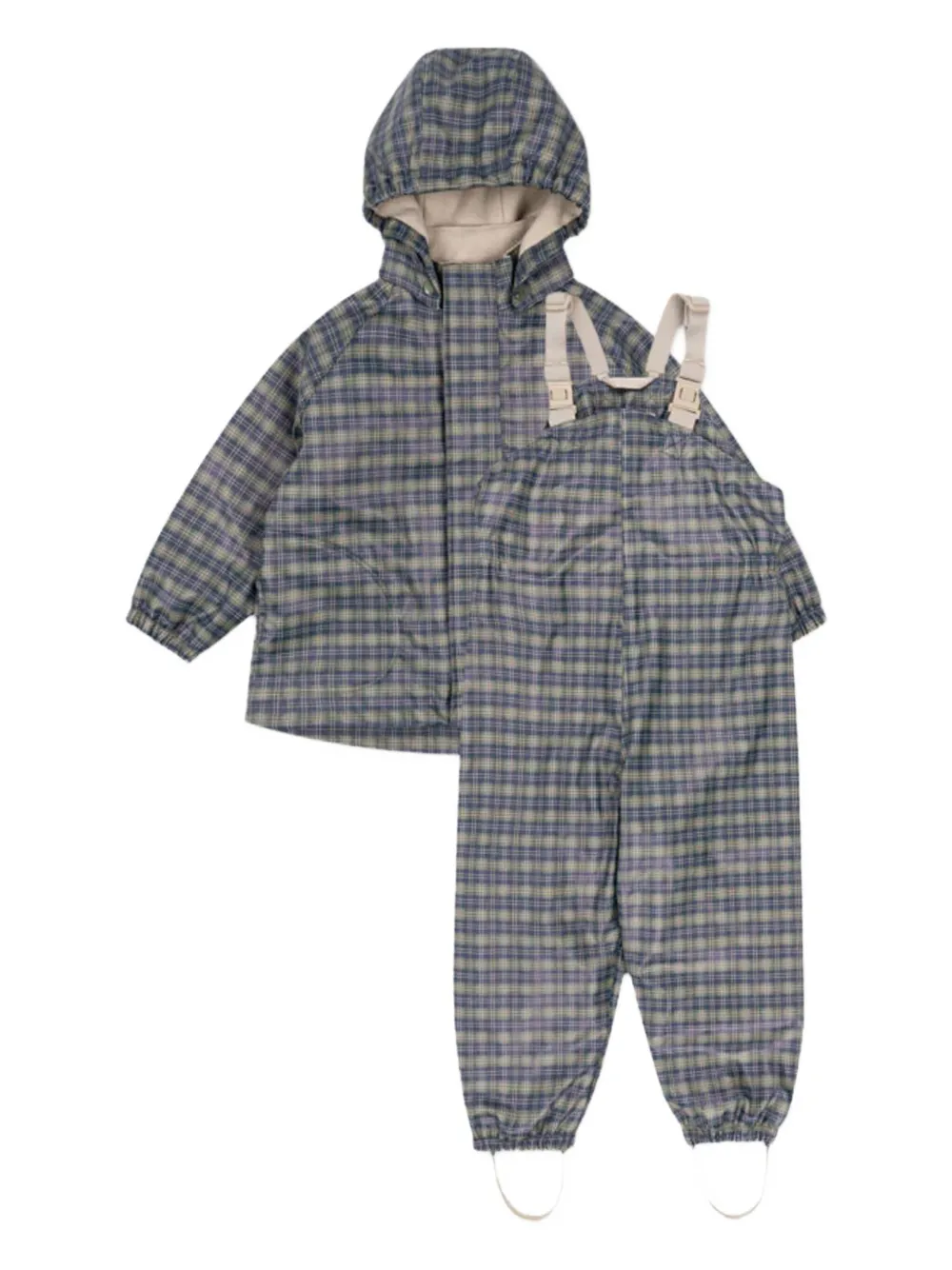 Konges Sløjd hooded checked jacket and dungarees set | Blue | Image 1