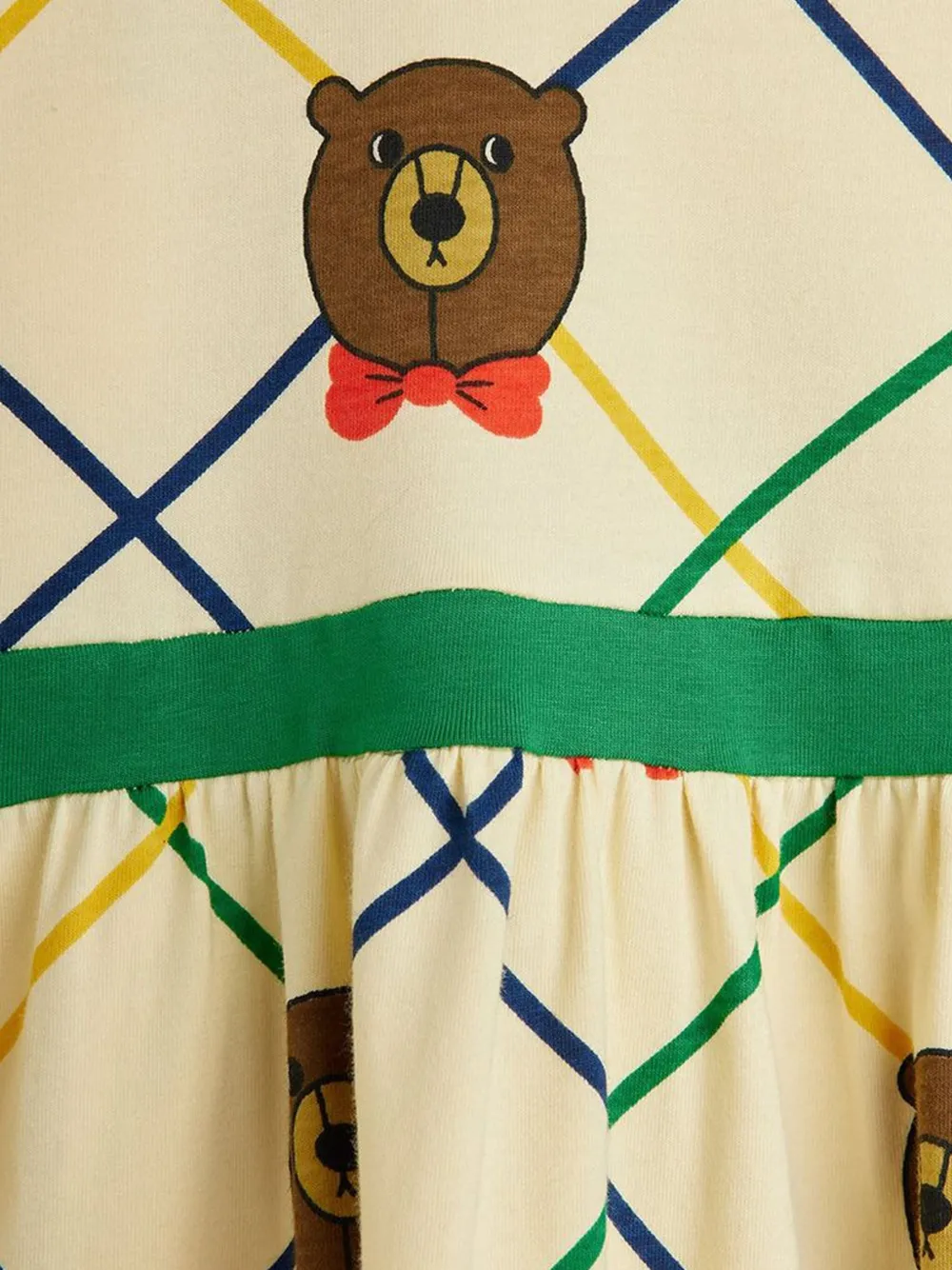 Mini Rodini Jurk met beerprint en ruches Beige