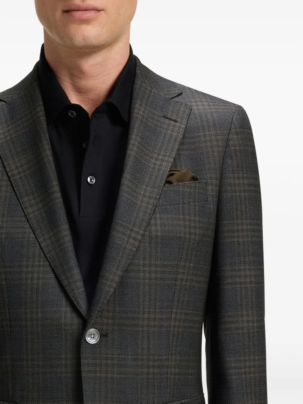 BOSS Geruit colbert met knopen Grijs