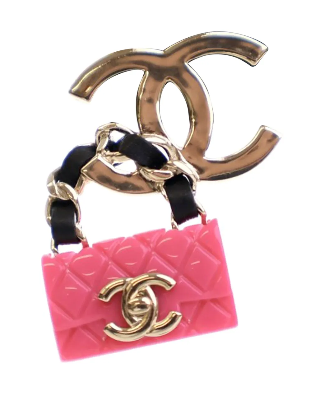 Pre-owned Chanel 2023 Silver Plated Matelasse Enamel Cc Flap Push Back Earrings Costume Earrings In Pink
