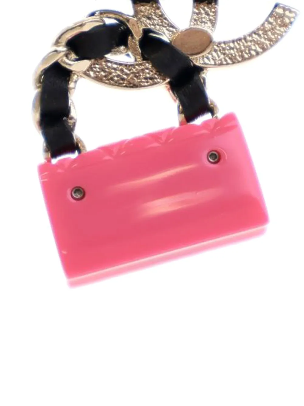 Pre-owned Chanel 2023 Silver Plated Matelasse Enamel Cc Flap Push Back Earrings Costume Earrings In Pink