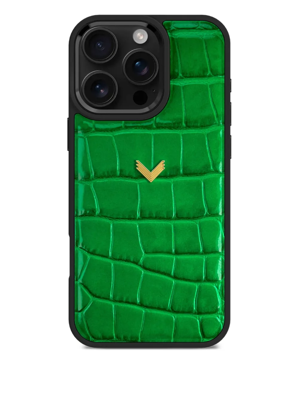 VELANTE Capa para iPhone 16 Pro com textura pele de crocodilo | Verde | Image 1