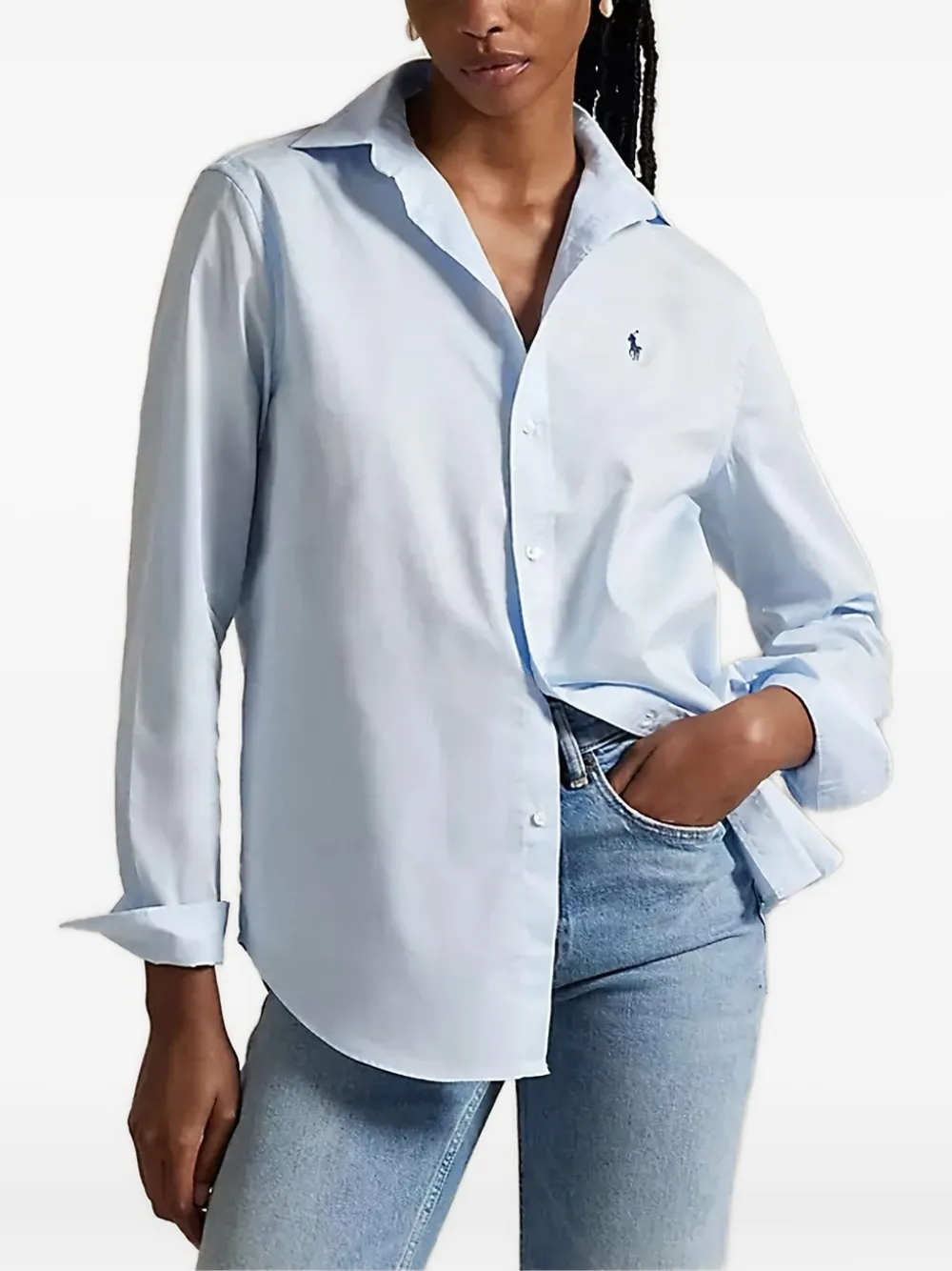 Polo Ralph Lauren Logo-embroidery Long-sleeve Shirt In Blue