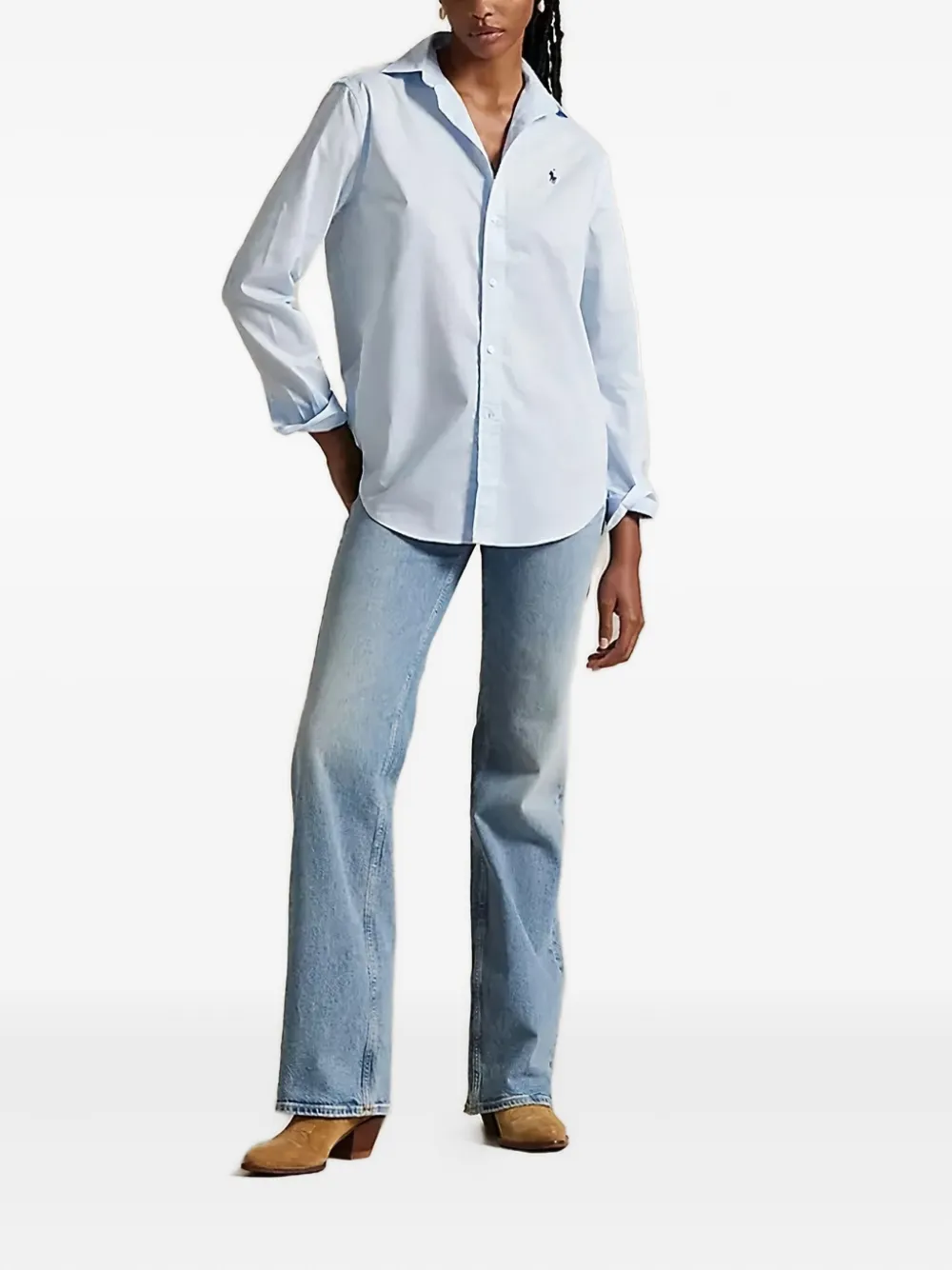 Polo Ralph Lauren Logo-embroidery Long-sleeve Shirt In Blue