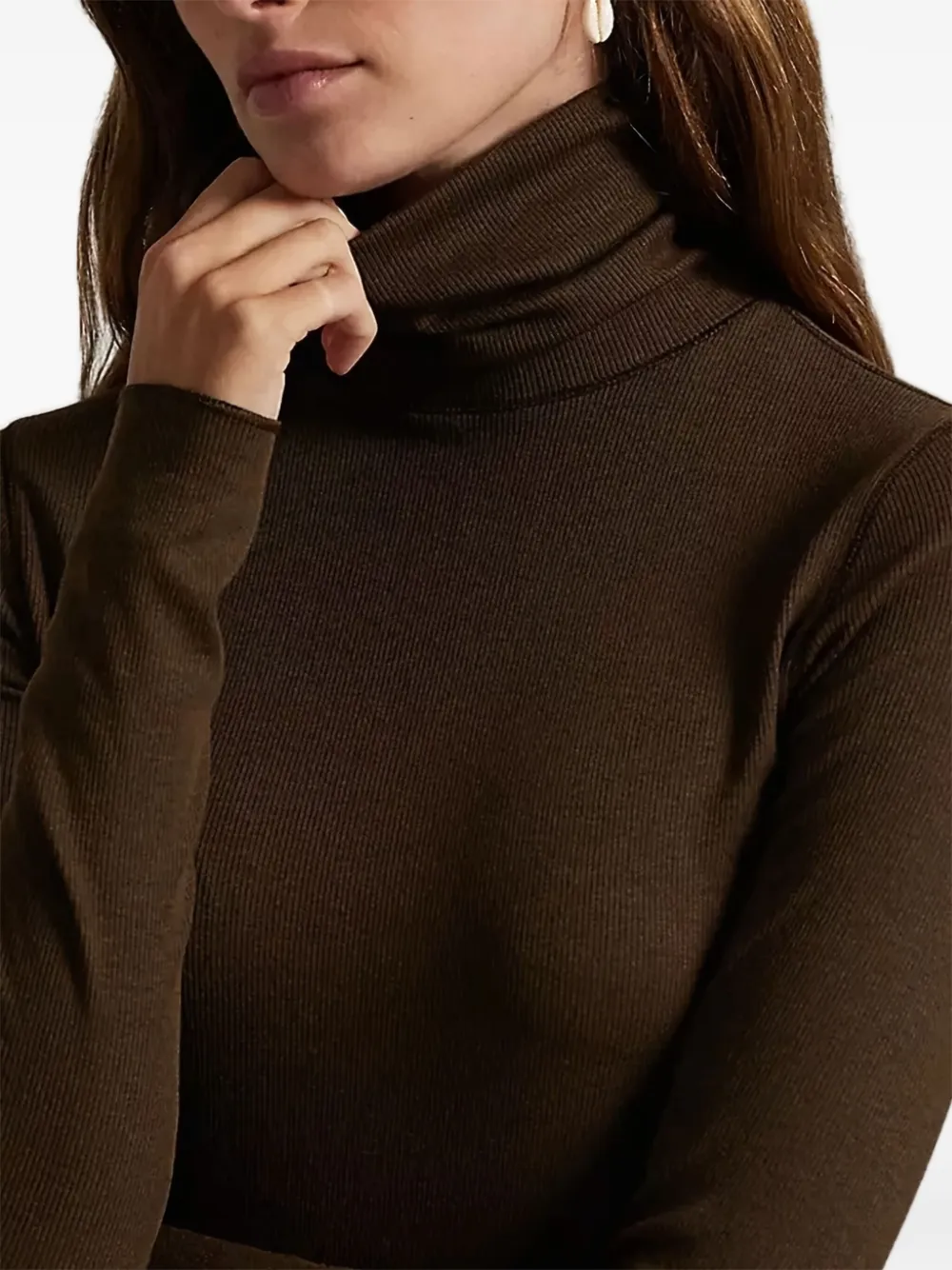 Polo Ralph Lauren Roll-neck Knitted Top In Brown