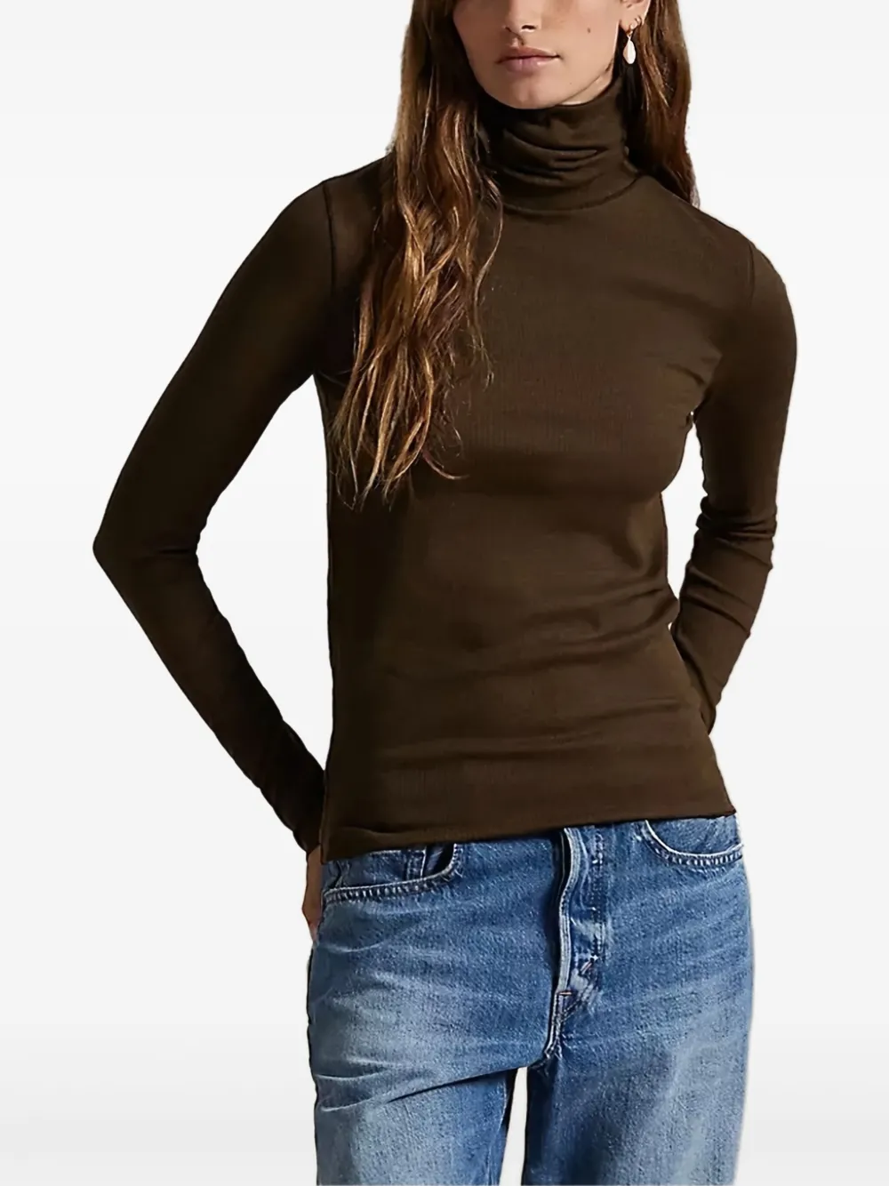 Polo Ralph Lauren Roll-neck Knitted Top In Brown