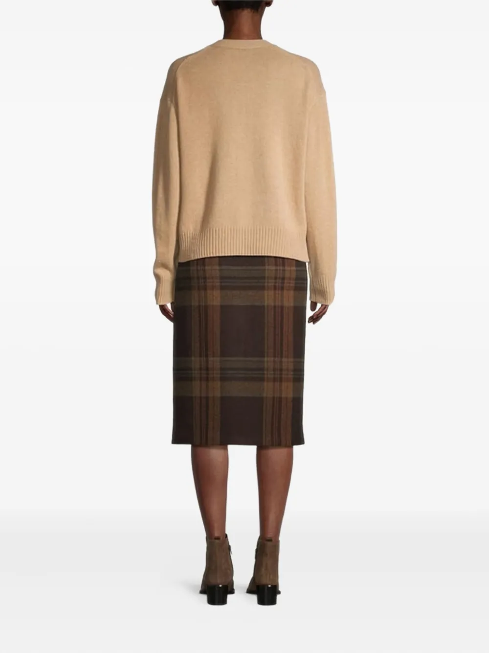 Polo Ralph Lauren Plaid-pattern Midi Skirt In Brown