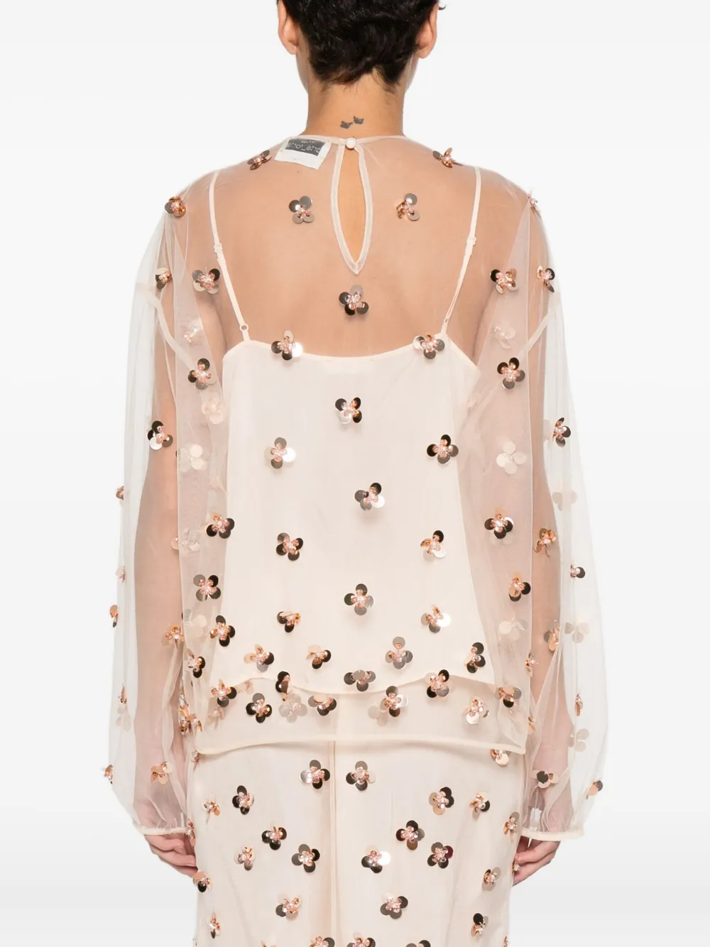 Forte Blouse met pailletten Beige