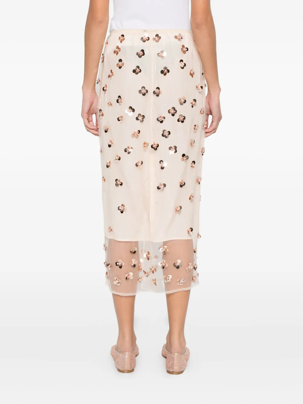 Forte Midi-rok met bloemdetail Beige