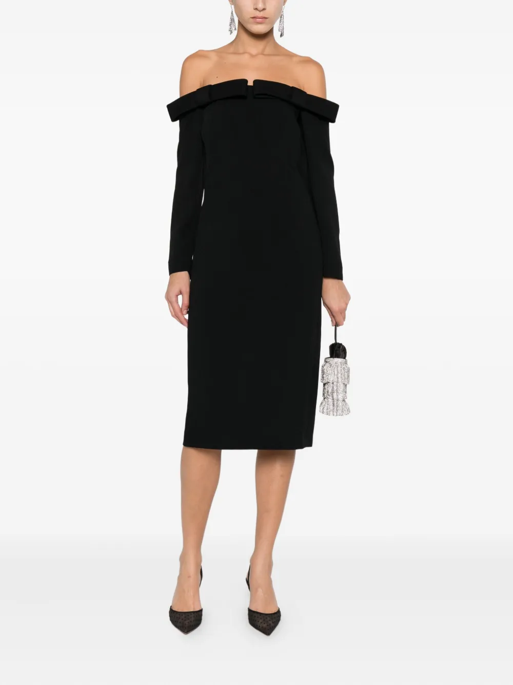 Nº21 Off-shoulder jurk met strik - Zwart