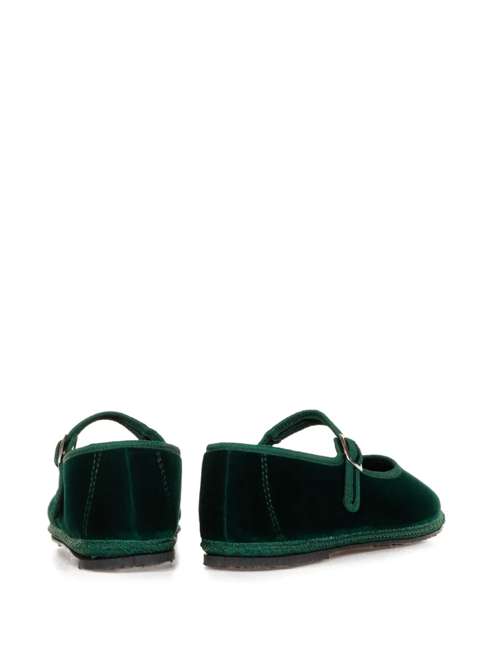 Le Friuliane Buckle-strap Velvet Ballet Flats In Green