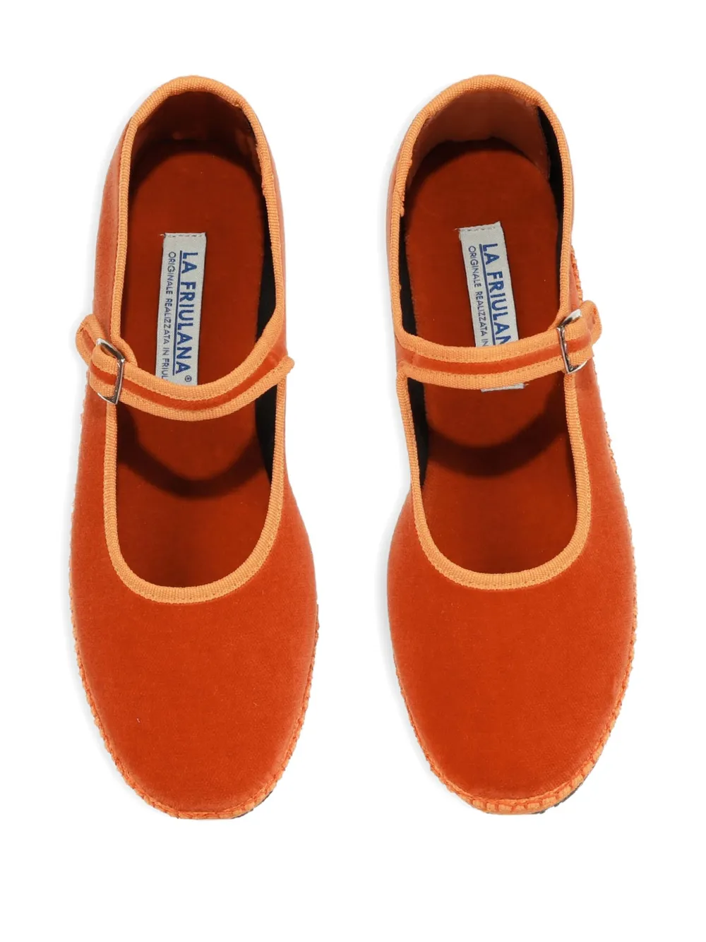 Le Friuliane Velvet Ballet Flats In Orange