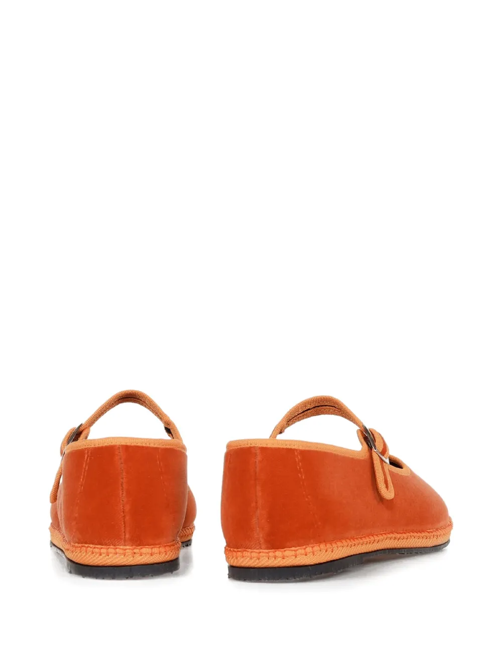 Le Friuliane Velvet Ballet Flats In Orange