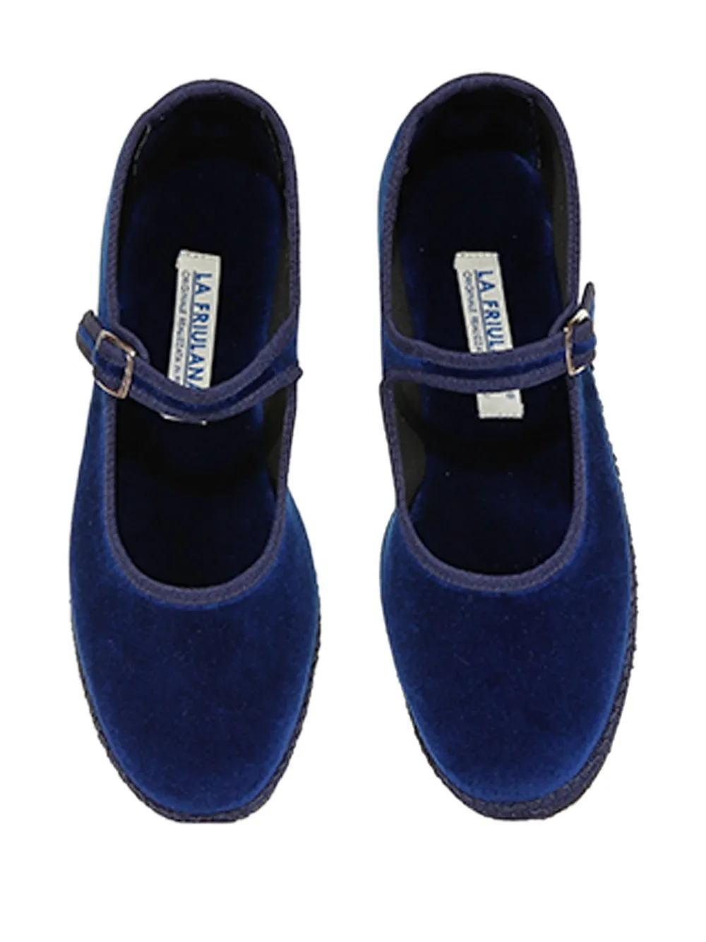 Le Friuliane Velvet Ballet Flats In Blue