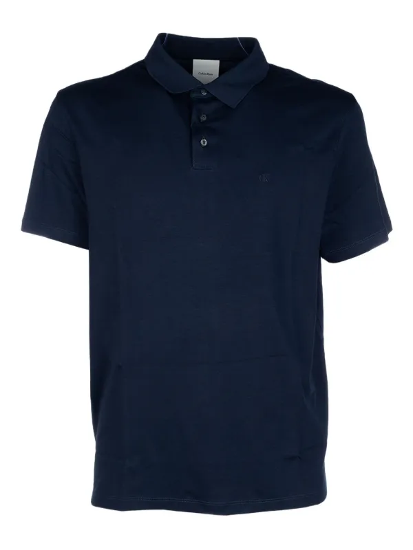 calvin klein navy blue dress shirt Embroidered Polo | Front Button Birkin SAMPLE-Azure Keyhole Dress – Size:1 (XS)