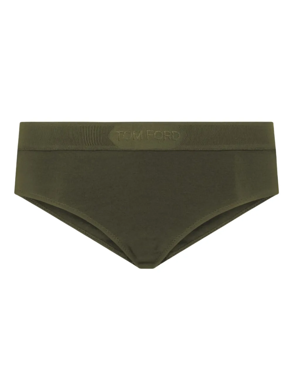 Tom Ford Ribbed Logo-detail Briefs In Green