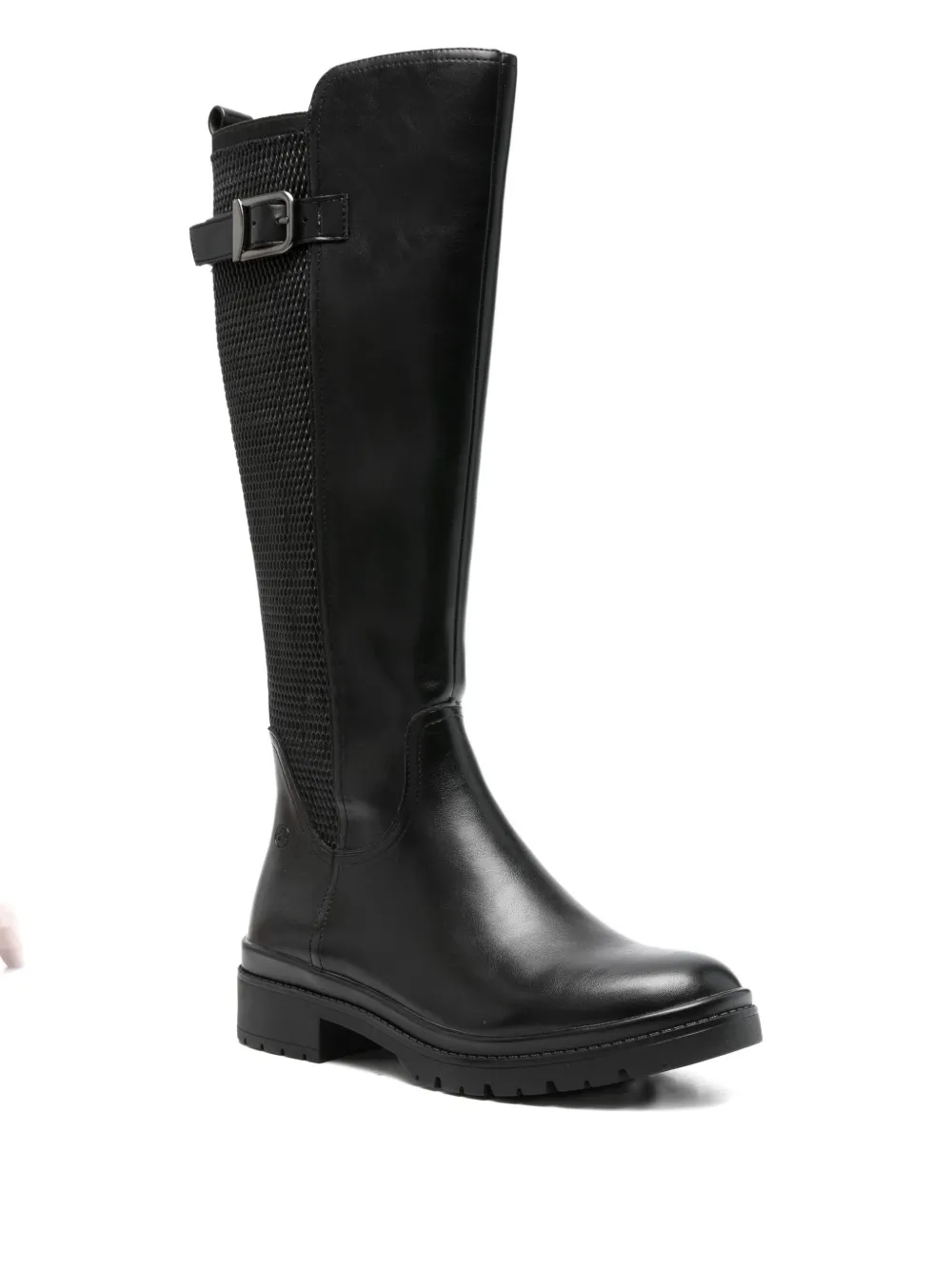 Tamaris Platform Buckle-detail Knee-high Boots In Black
