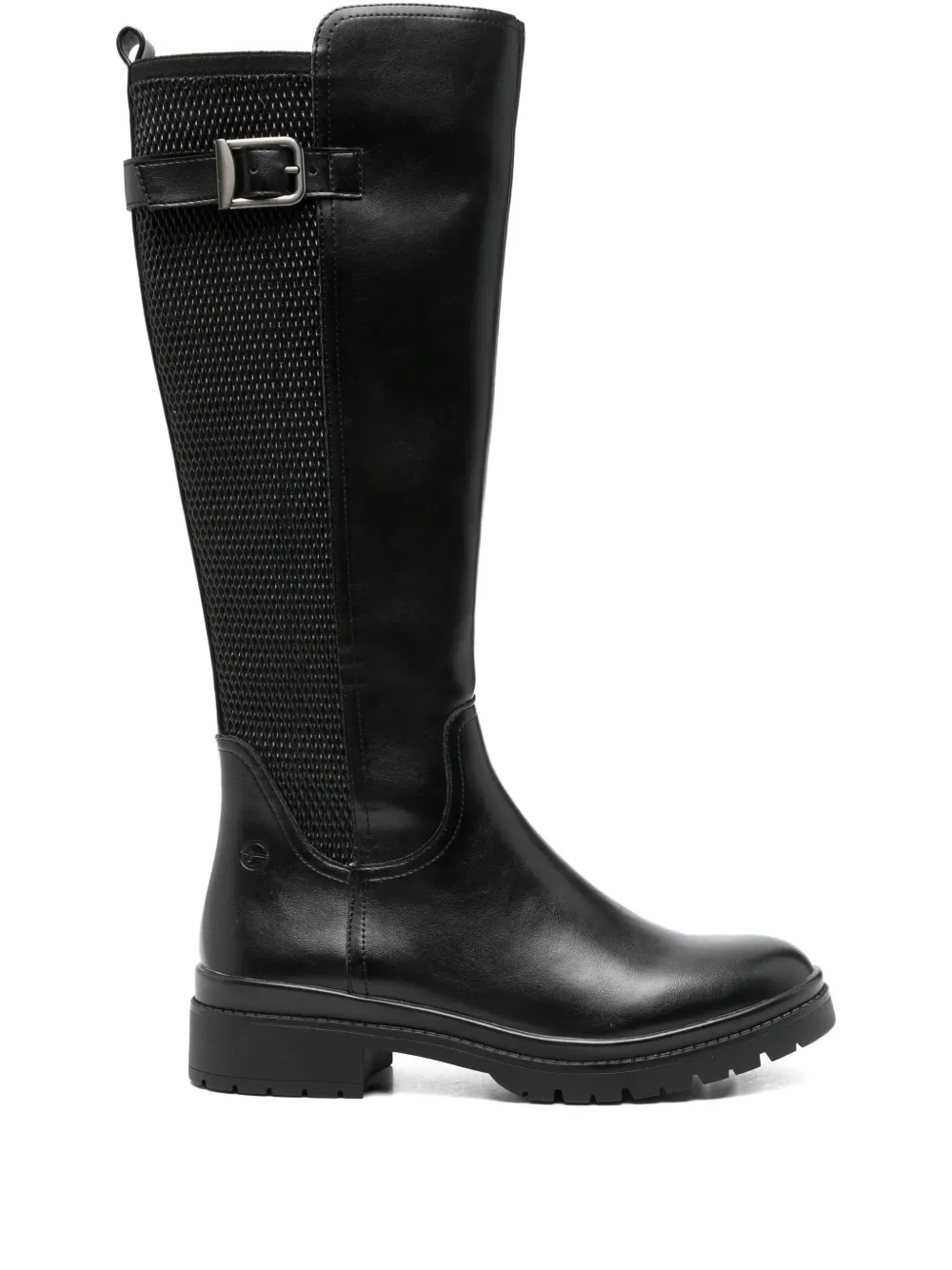 Tamaris Platform Buckle-detail Knee-high Boots In Black