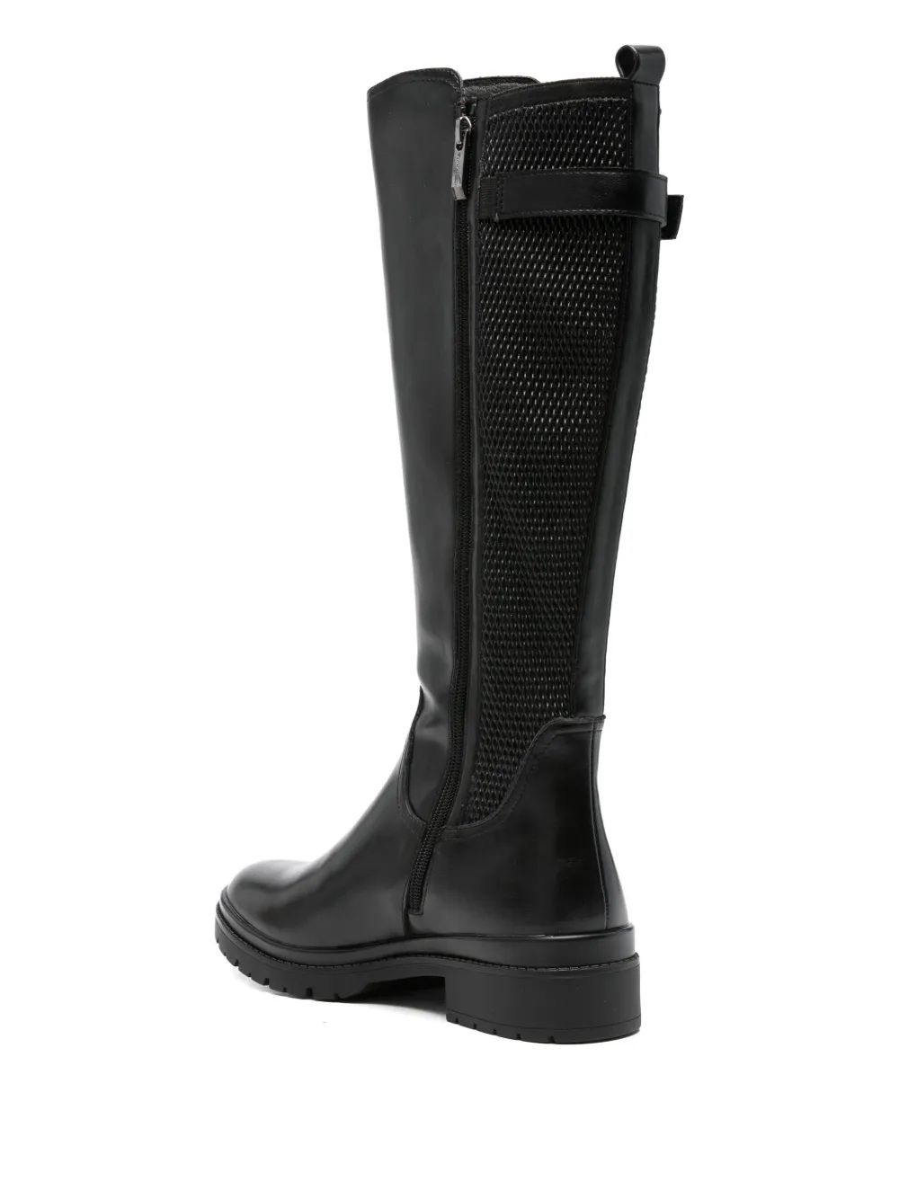 Tamaris Platform Buckle-detail Knee-high Boots In Black