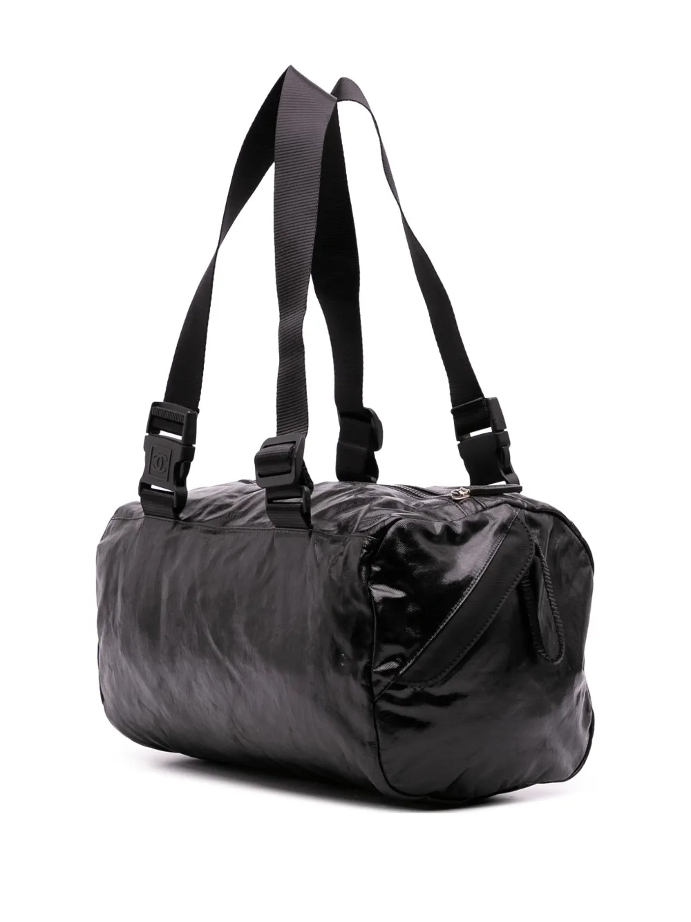 Pre-owned Chanel 2006-2008 Sports Line Nylon Duffle Bag Travel Bag In Black