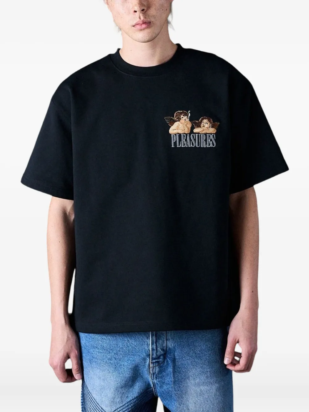 Pleasures embroidered short sleeve T-shirt - Zwart