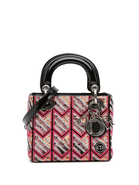 Christian Dior Pre-Owned 2015 Mini Patent Sequined Lady Dior satchel