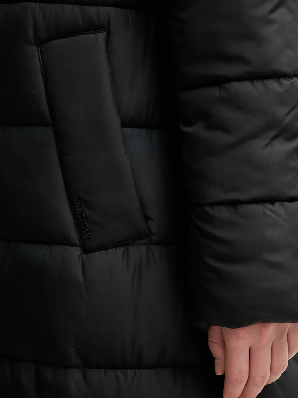 Barbour Button-fastening Padded Coat In Black