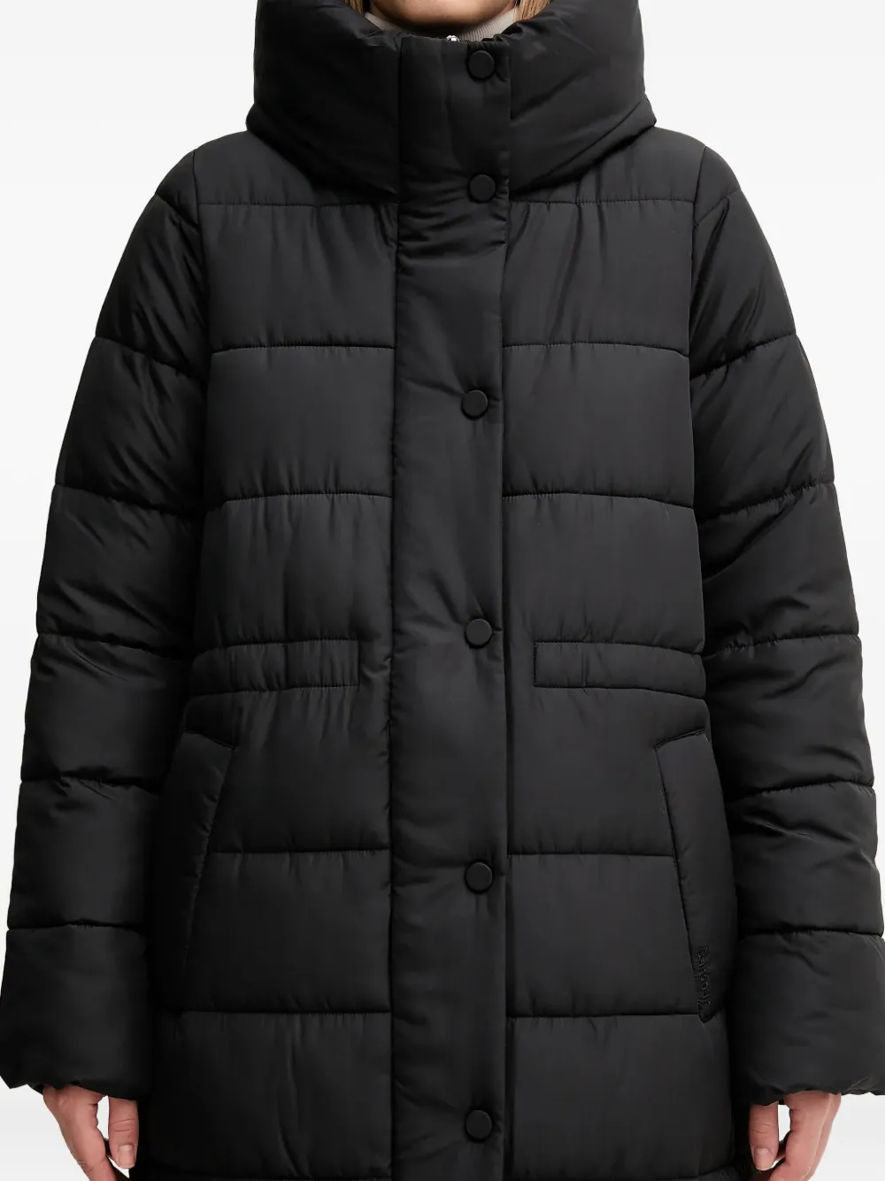 Barbour Button-fastening Padded Coat In Black