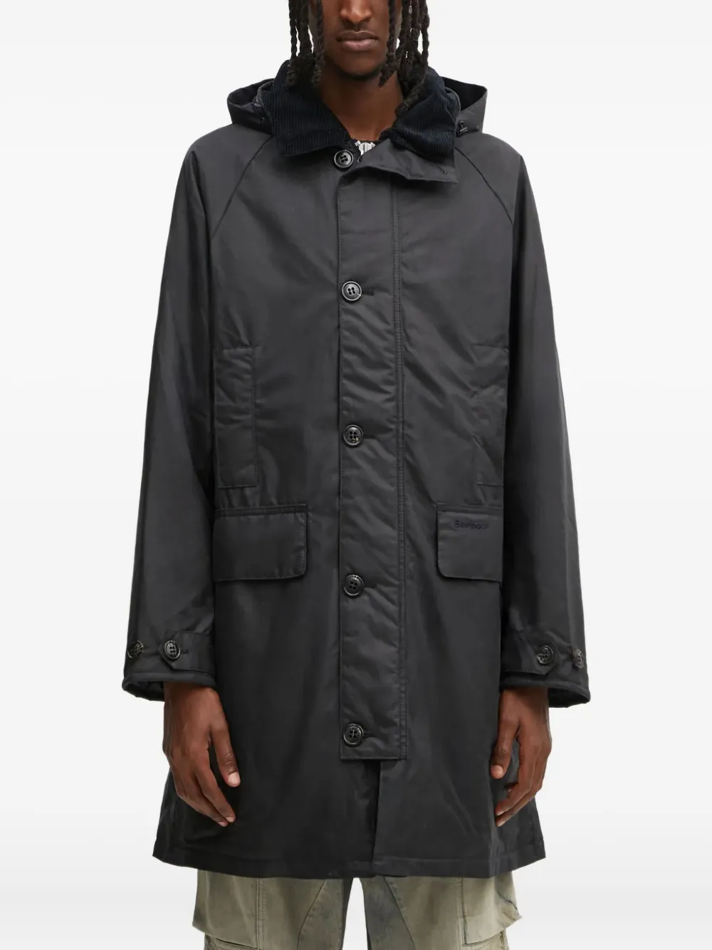 Barbour Logo-embroidered Parka Coat In Gray