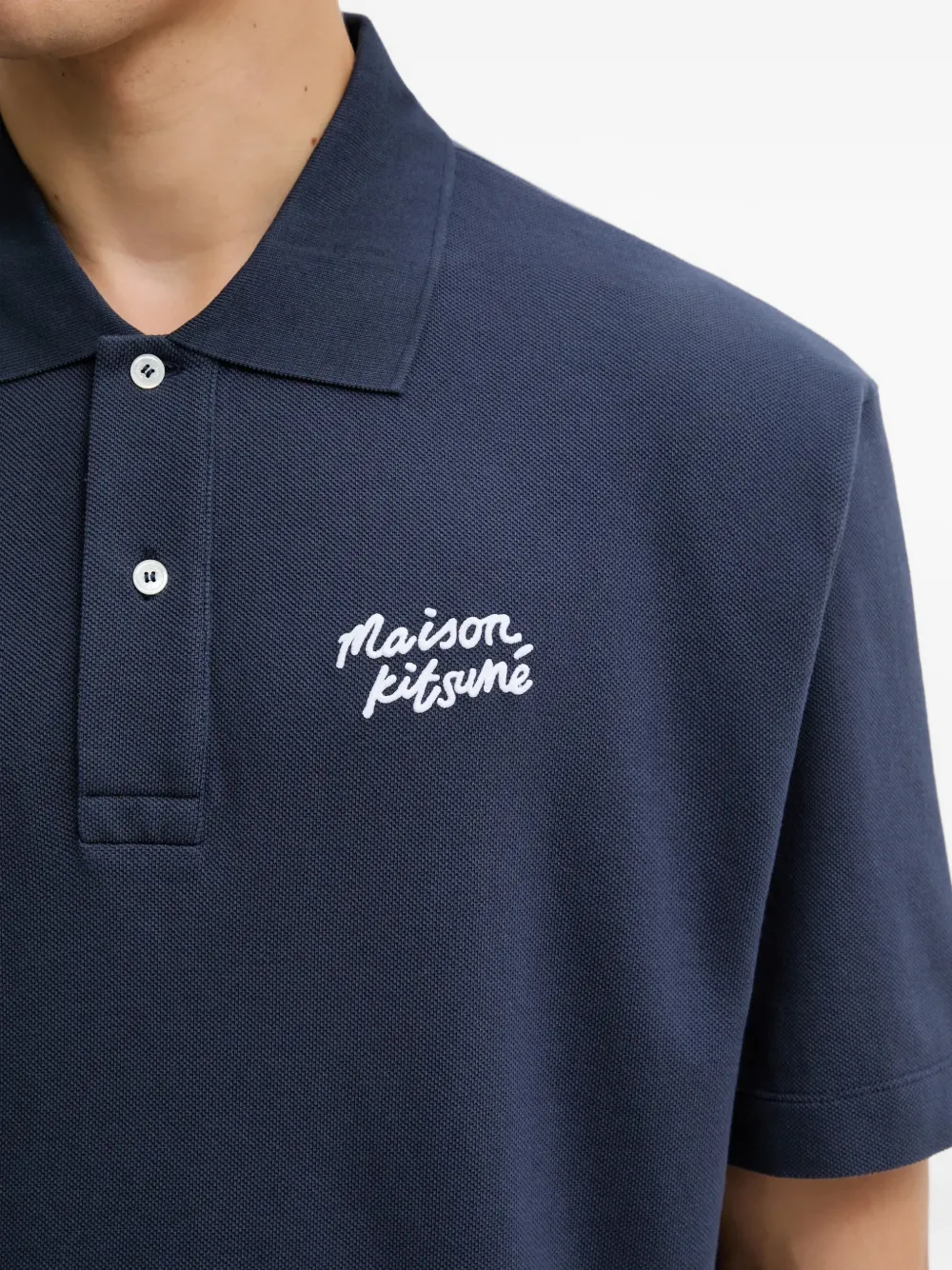 Maison Kitsuné Poloshirt met geborduurd logo Blauw