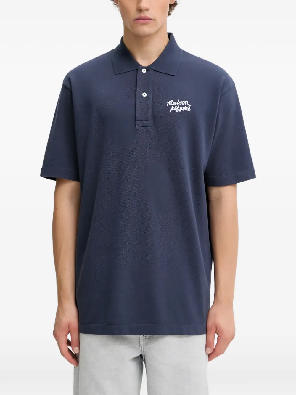 Maison Kitsuné embroidered-logo polo shirt - Blu