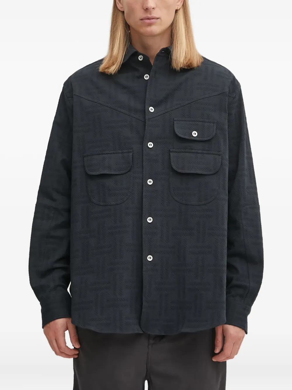 Kenzo chest-pockets patterned overshirt | Black | Image 1