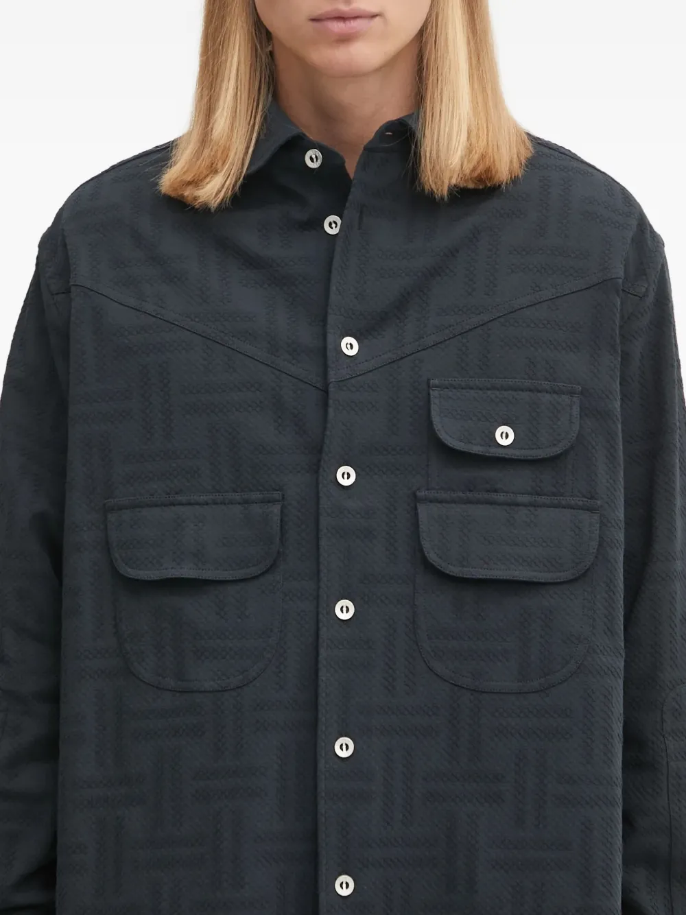 Kenzo Shirtjack met borstzak en patroon Zwart