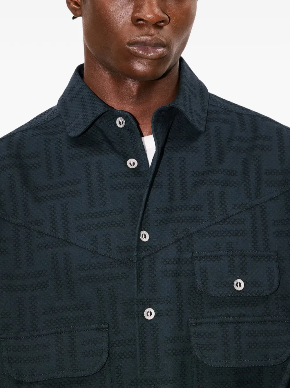 Kenzo Shirtjack met borstzak en patroon Zwart