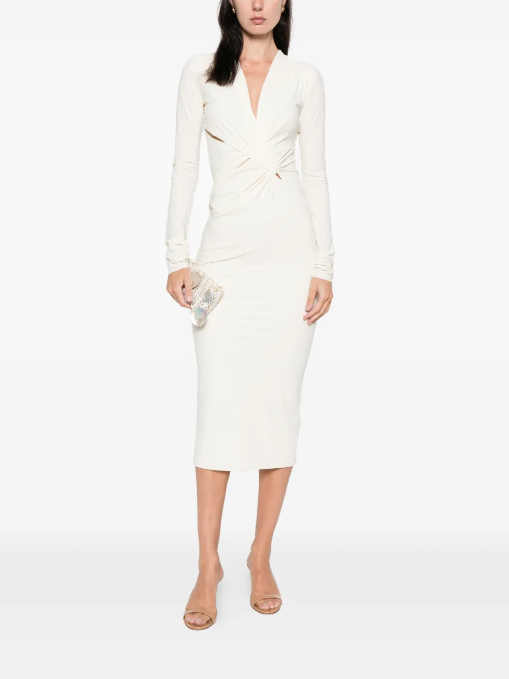 Amazuìn Sienna knotted midi dress - Beige