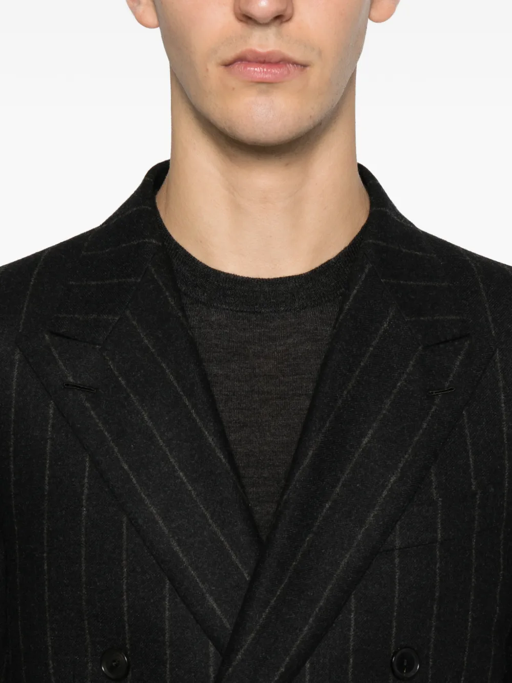 Caruso pinstripe double-breasted suit Zwart