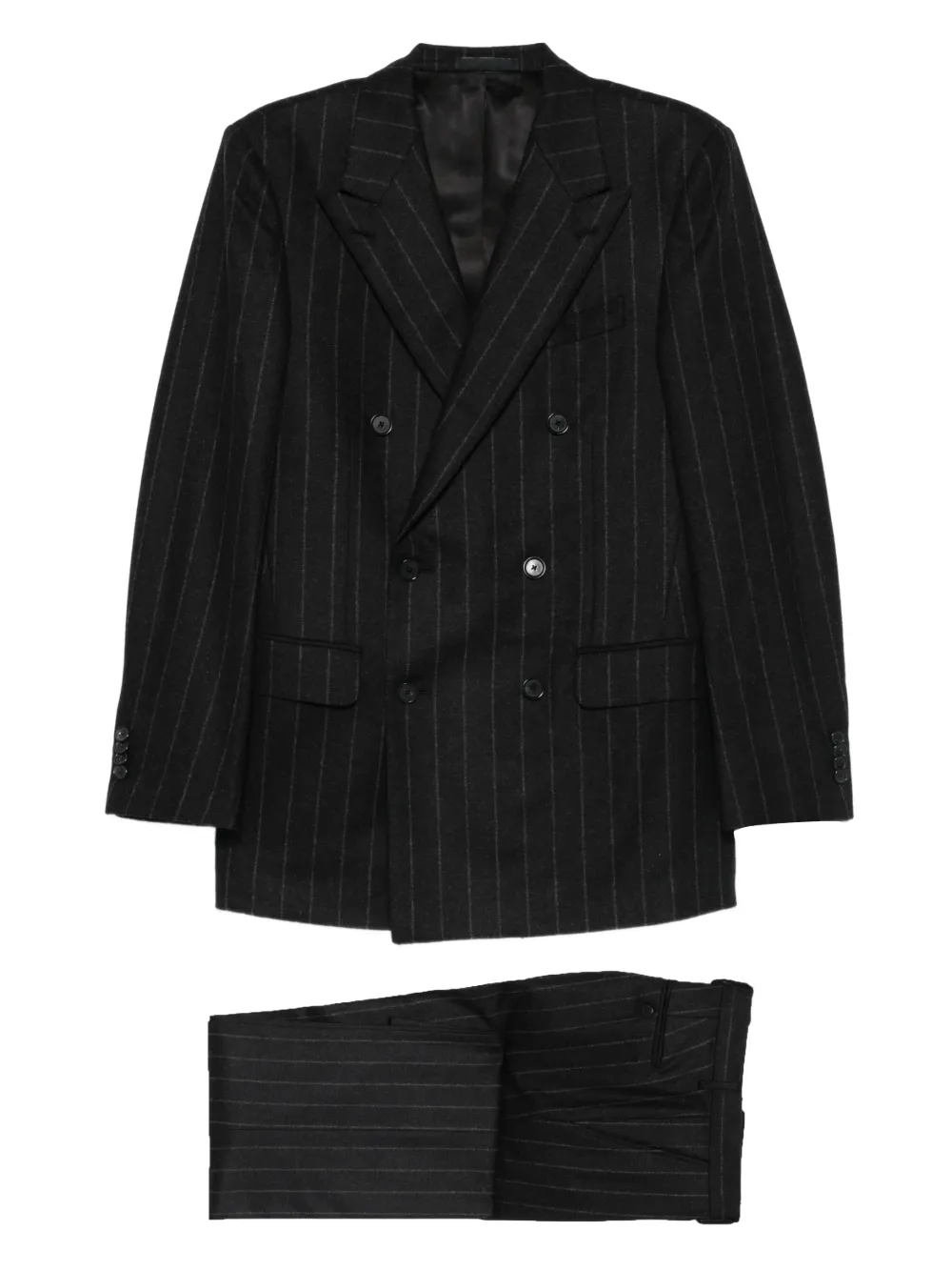 Caruso pinstripe double-breasted suit | Black | Image 1