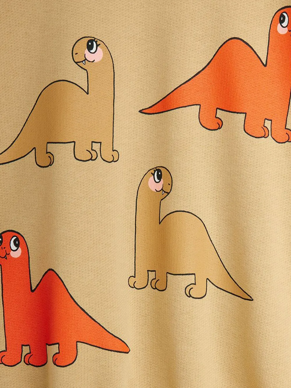 Mini Rodini Sweater met dinosaurusprint en ruches Beige