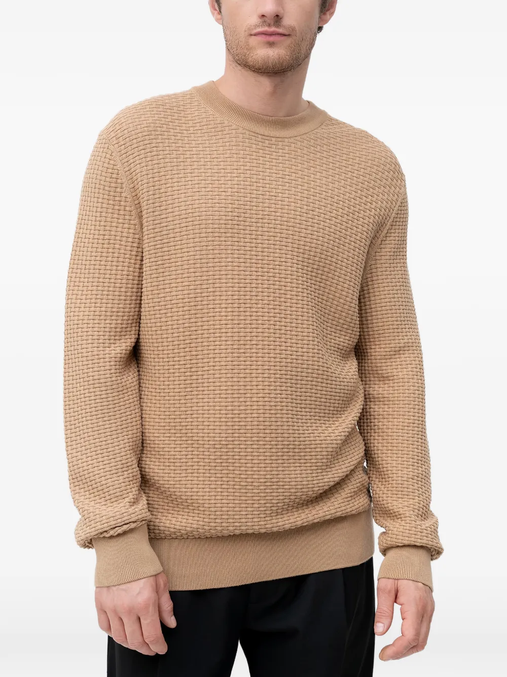 BOSS textured knitted sweater - Beige