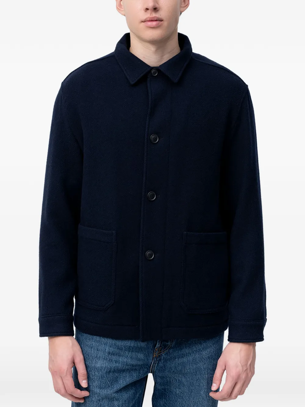 BOSS patch-pocket shirt jacket - Blu