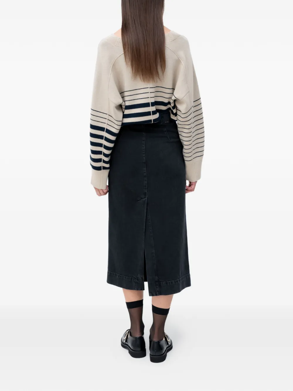 BOSS Denim midi-rok met split Zwart