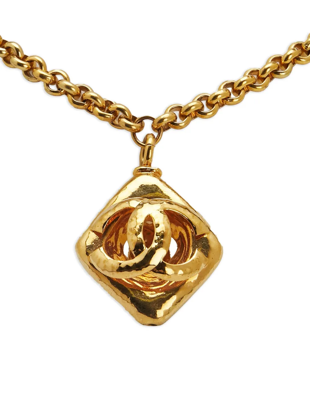 CHANEL Pre-Owned 1980-1990 vergoldete Halskette mit rautemförmigen CC-Anhänger